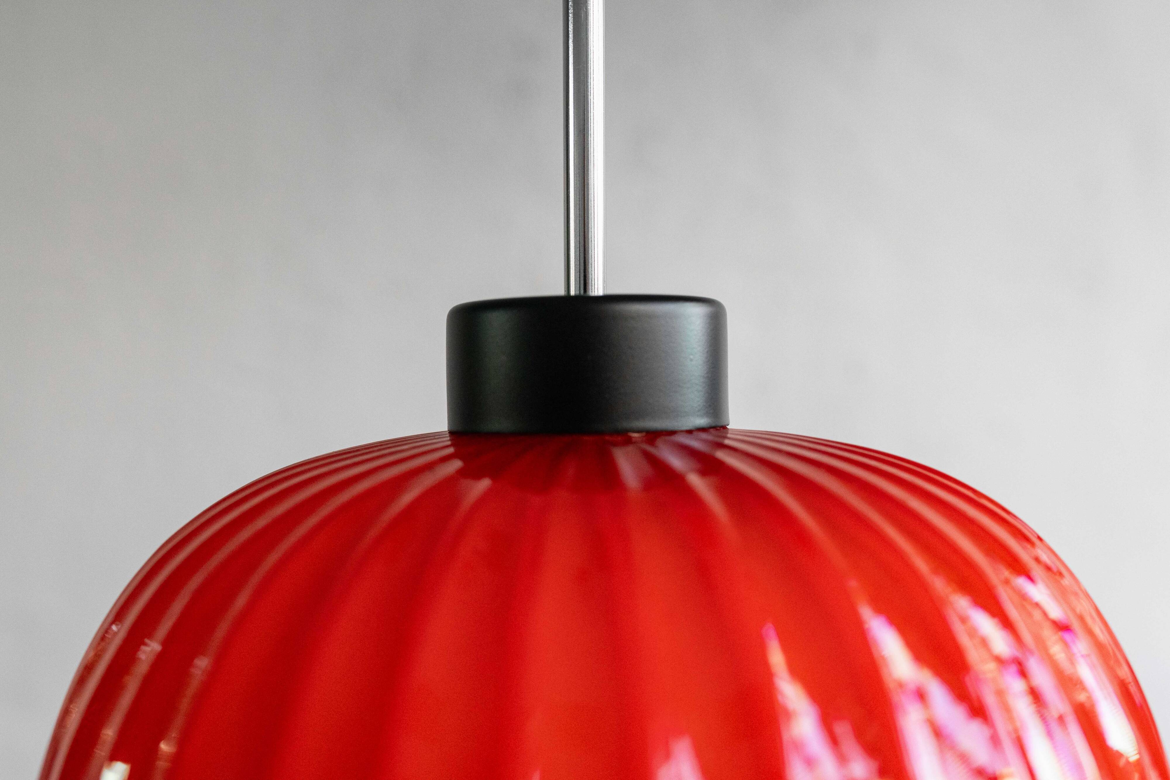 Vintage Czechoslovak Glass Hanging Lamp By Osvětlovací Sklo, 1970s
