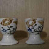 Flowered stoneware egg cups