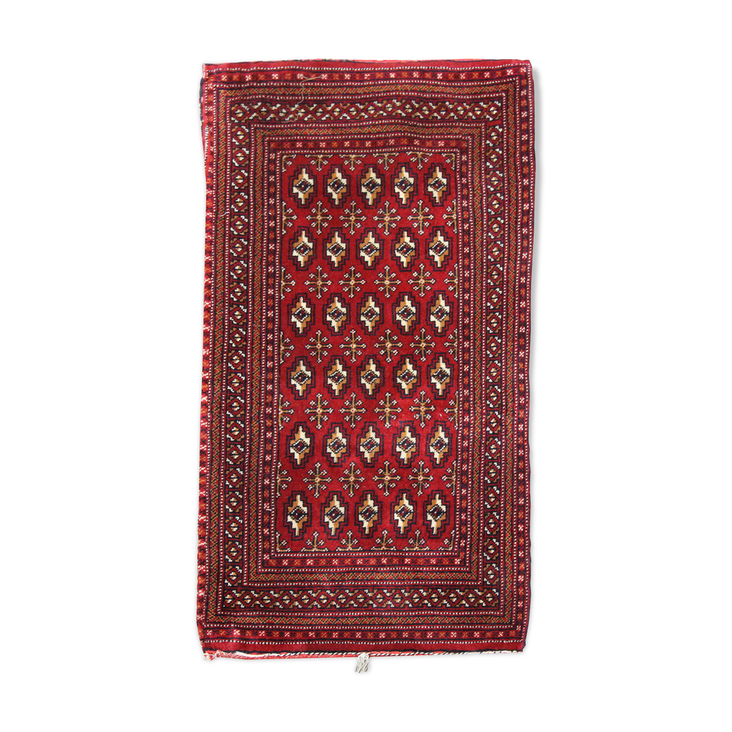 Vintage persian rug handmade poshti motif pattern wool area rug- 67x138cm