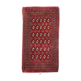 Vintage persian rug handmade poshti motif pattern wool area rug- 67x138cm