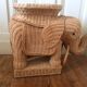 Table basse éléphant rotin vintage 70