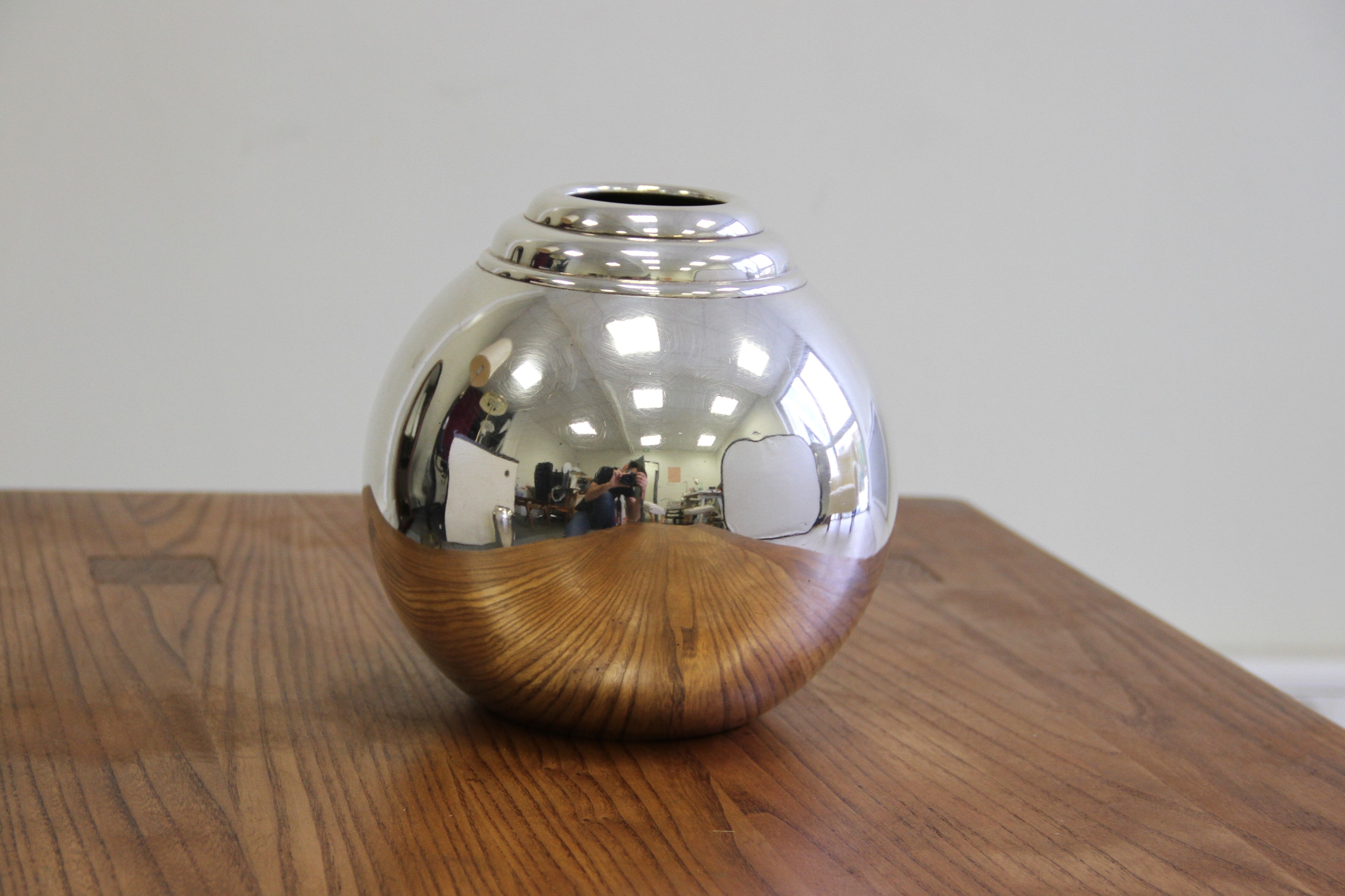Vase Art decoration in silver metal by Luc Lanel, circa 1925