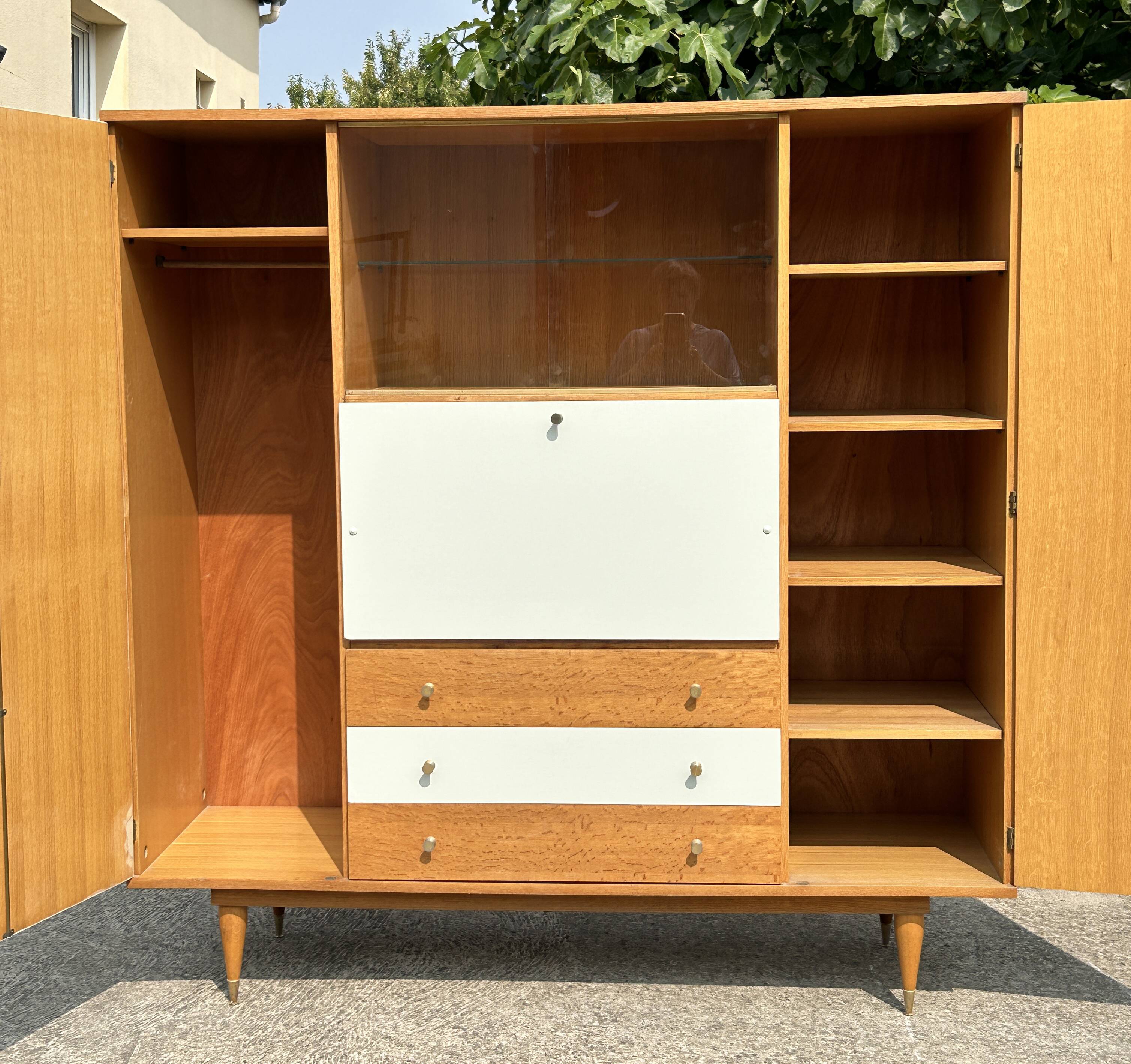 Secretary, bookcase, cupboard, wardrobe, 60s, vintage
