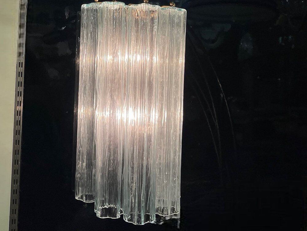 Murano glass tube tronchi sconces, 1980s, set of 2