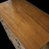 George III English Commode in Mahogany and Burl, Stretcher Feet – 19th Century