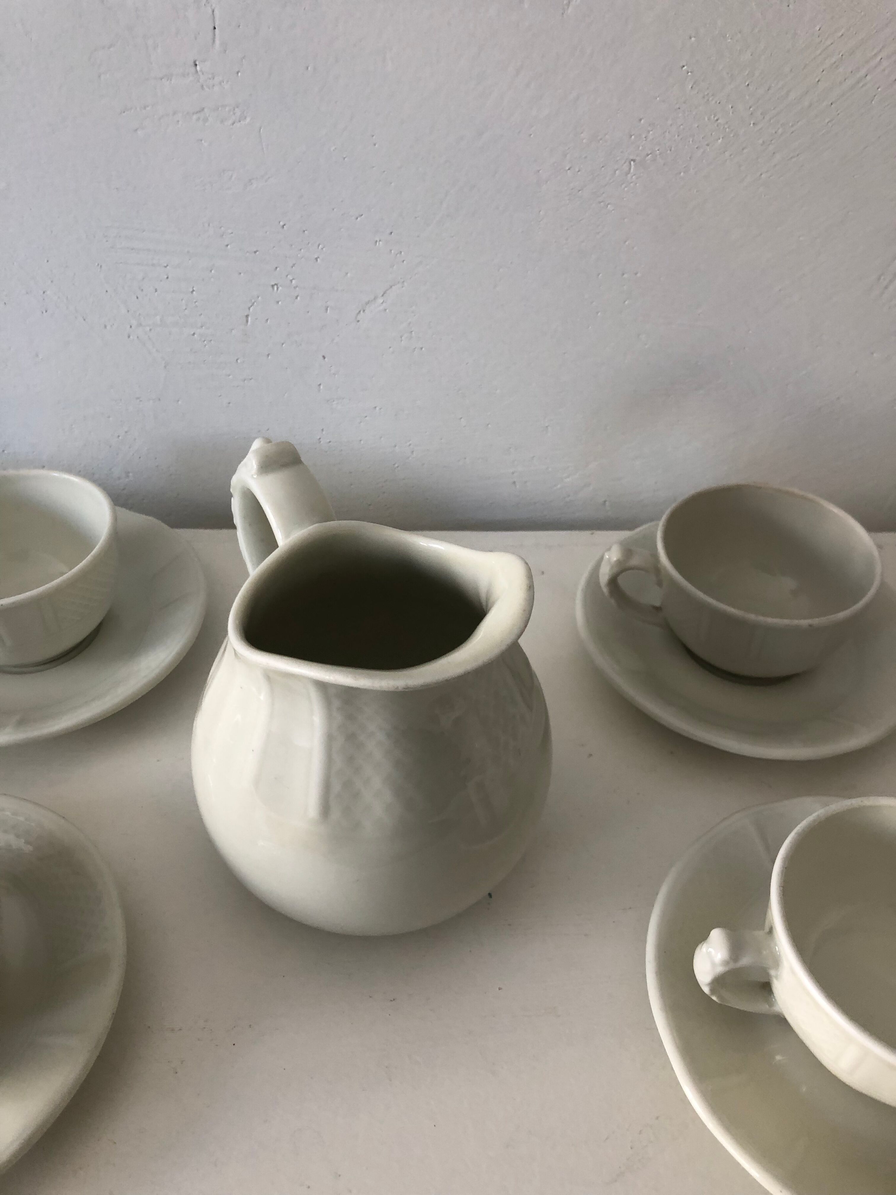 Coffee, cups, Bernardaud Limoges porcelain service.