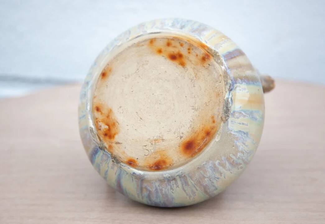 Art nouveau vase, vintage vase, enameled stoneware vase, attributed to Gilbert Metenier, vase with handles