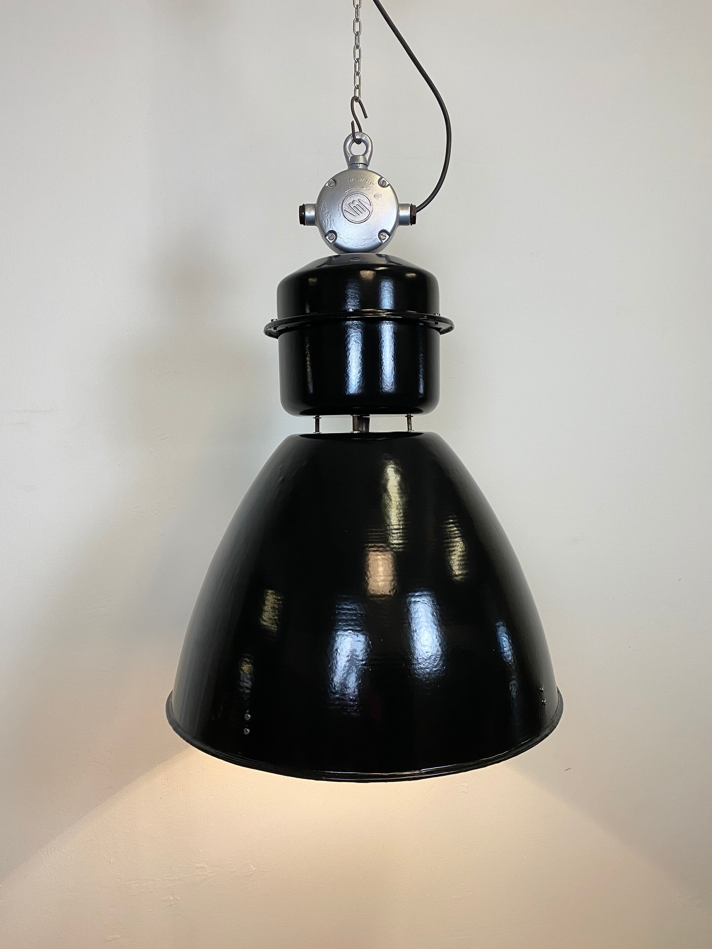 Black industrial factory lamp from Elektrosvit, 1960s