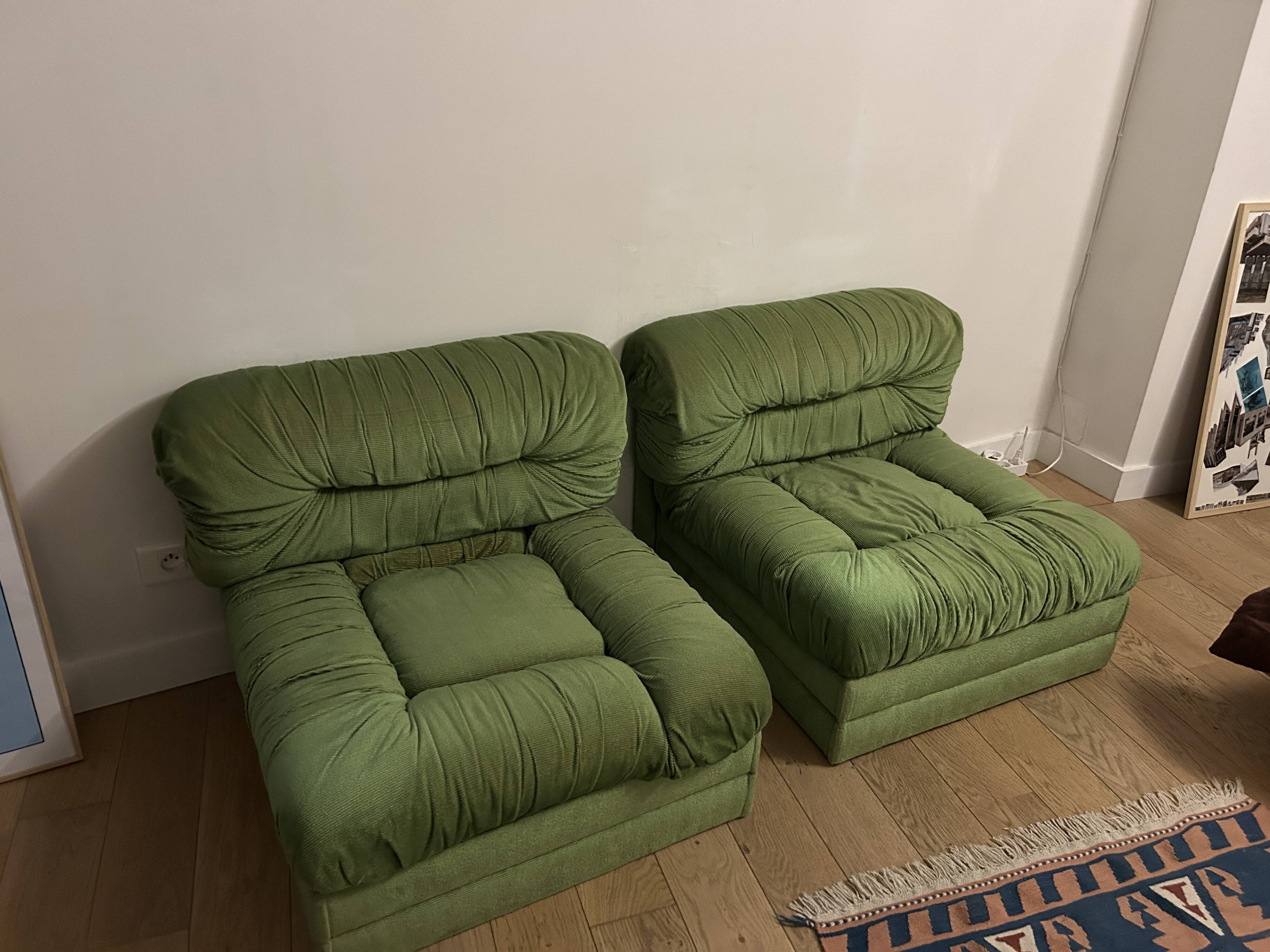 Paire de chauffeuse années 70