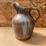 Ancien pichet en grès flammée marron bleu art nouveau vintage