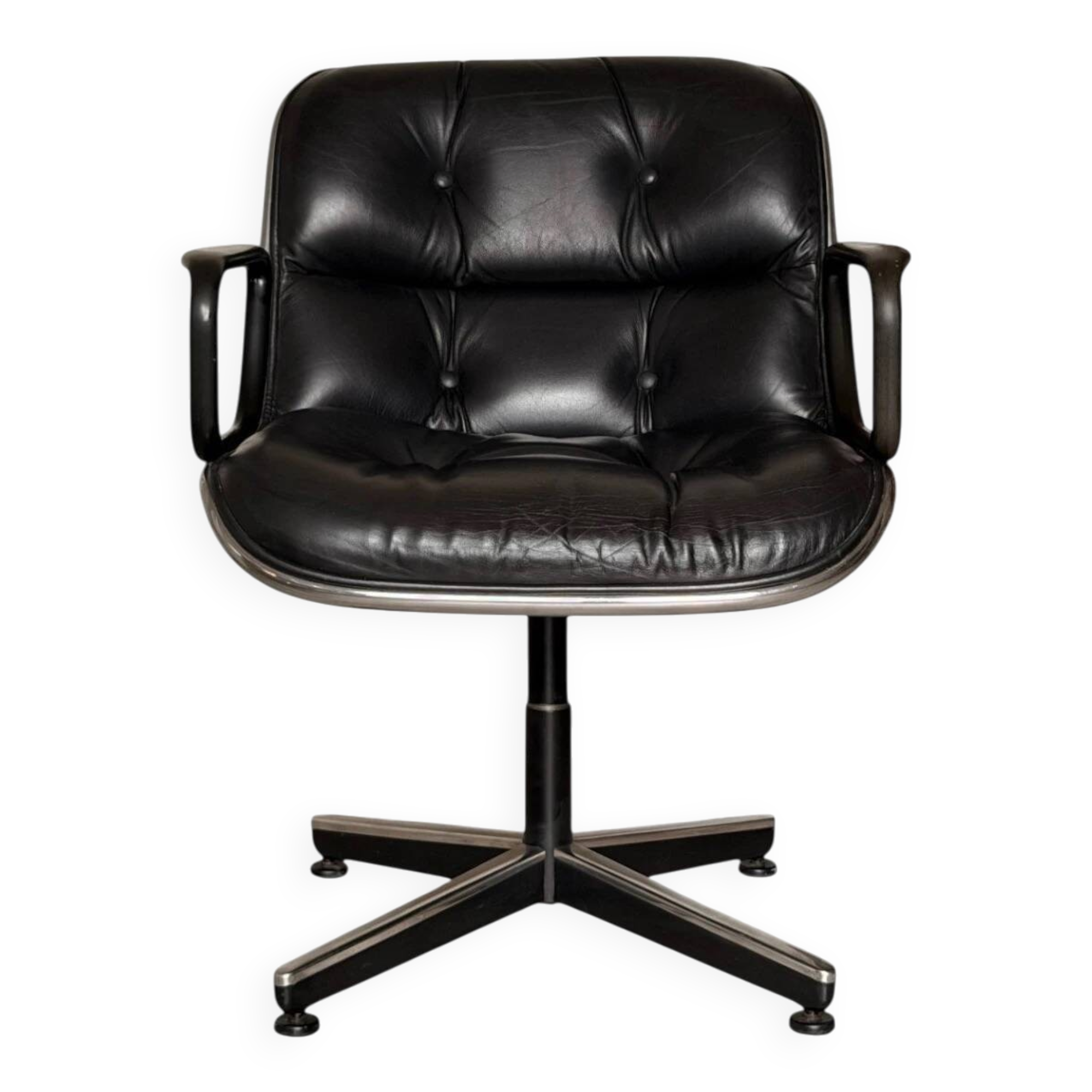 Charles Pollock Executive office chair in black leather, Knoll