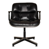 Charles Pollock fauteuil de bureau Executive en cuir noir, Knoll