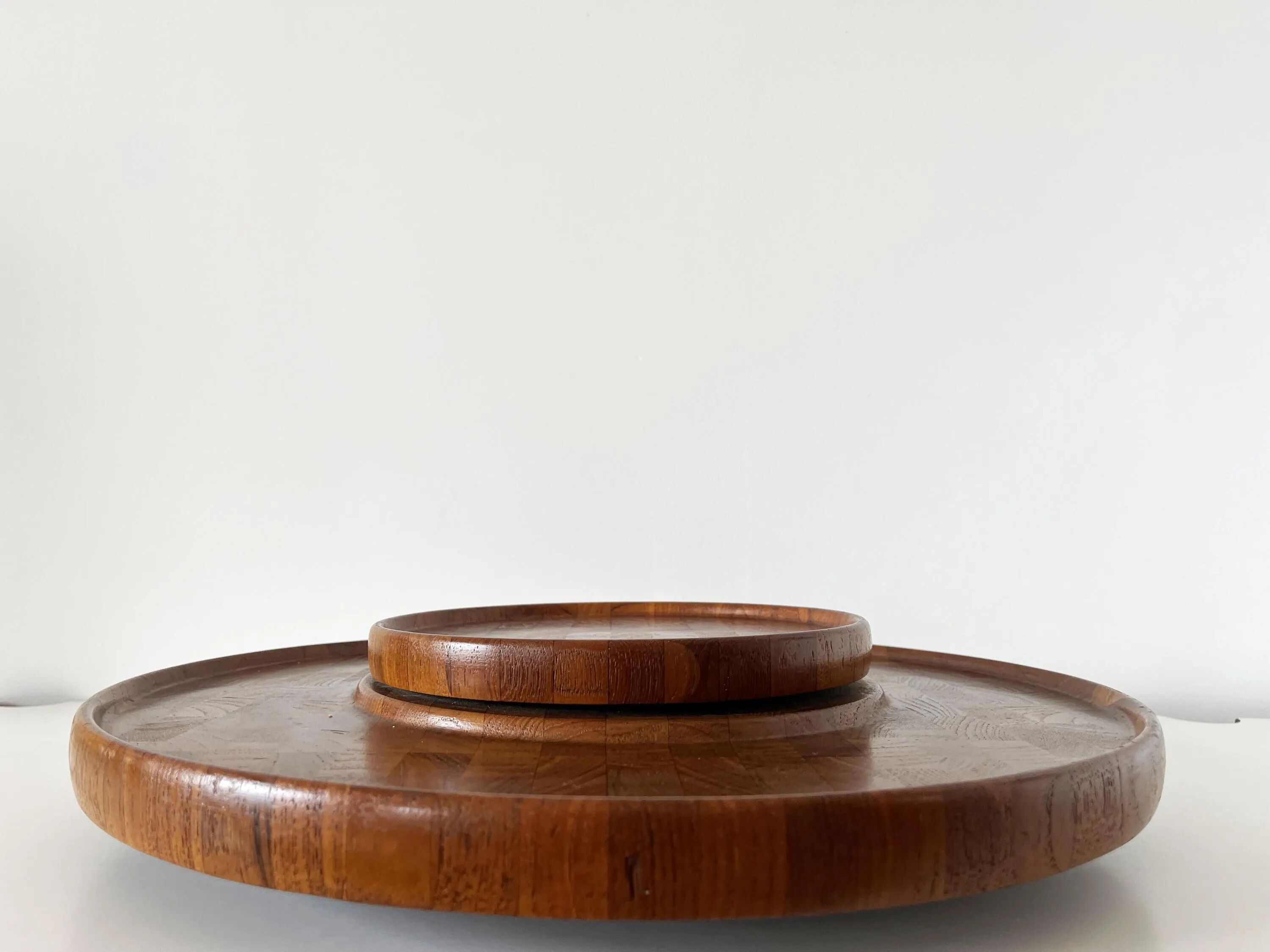 Large rotating teak platter Denmark Digsmed 1970