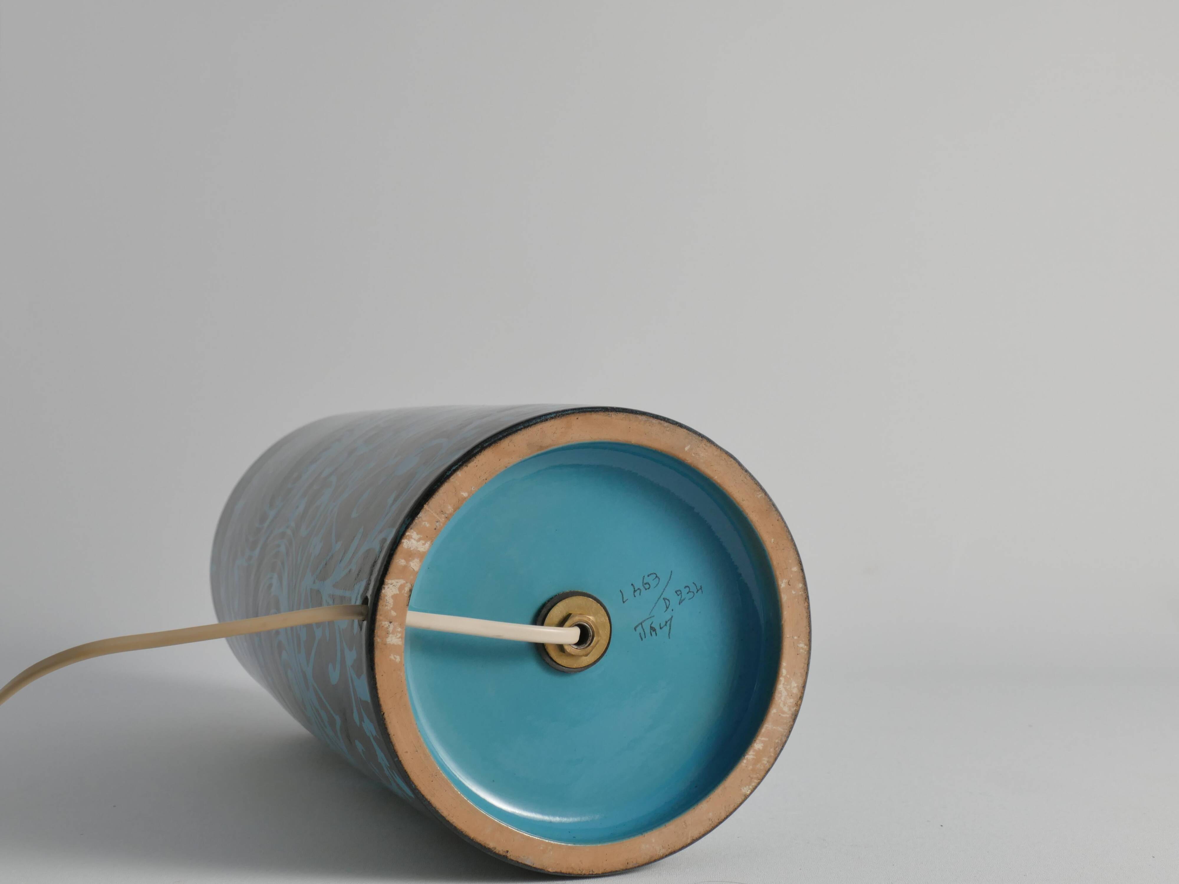 Black and Turquoise Ceramic Table Lamp by Avino Bagni, Italy, 1960s