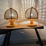 Paire de lampes italiennes en rotin