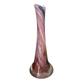 Multi-coloured blown glass tube vase