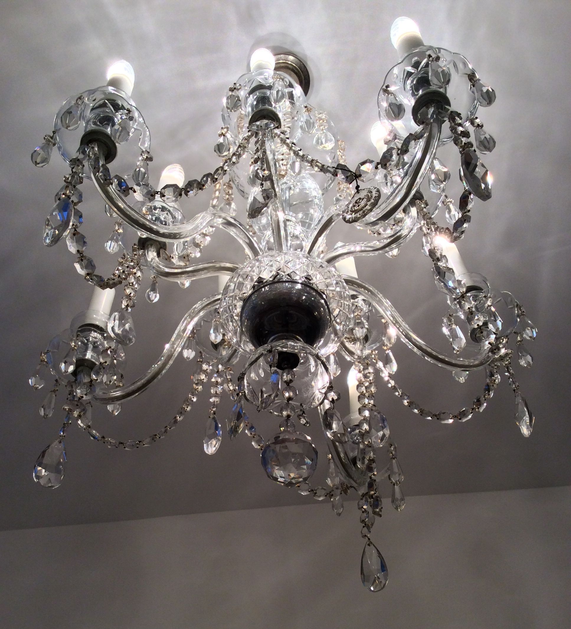 Old bohemian crystal chandelier for Deknudt