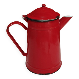 Cafetière en tôle émaillée rouge