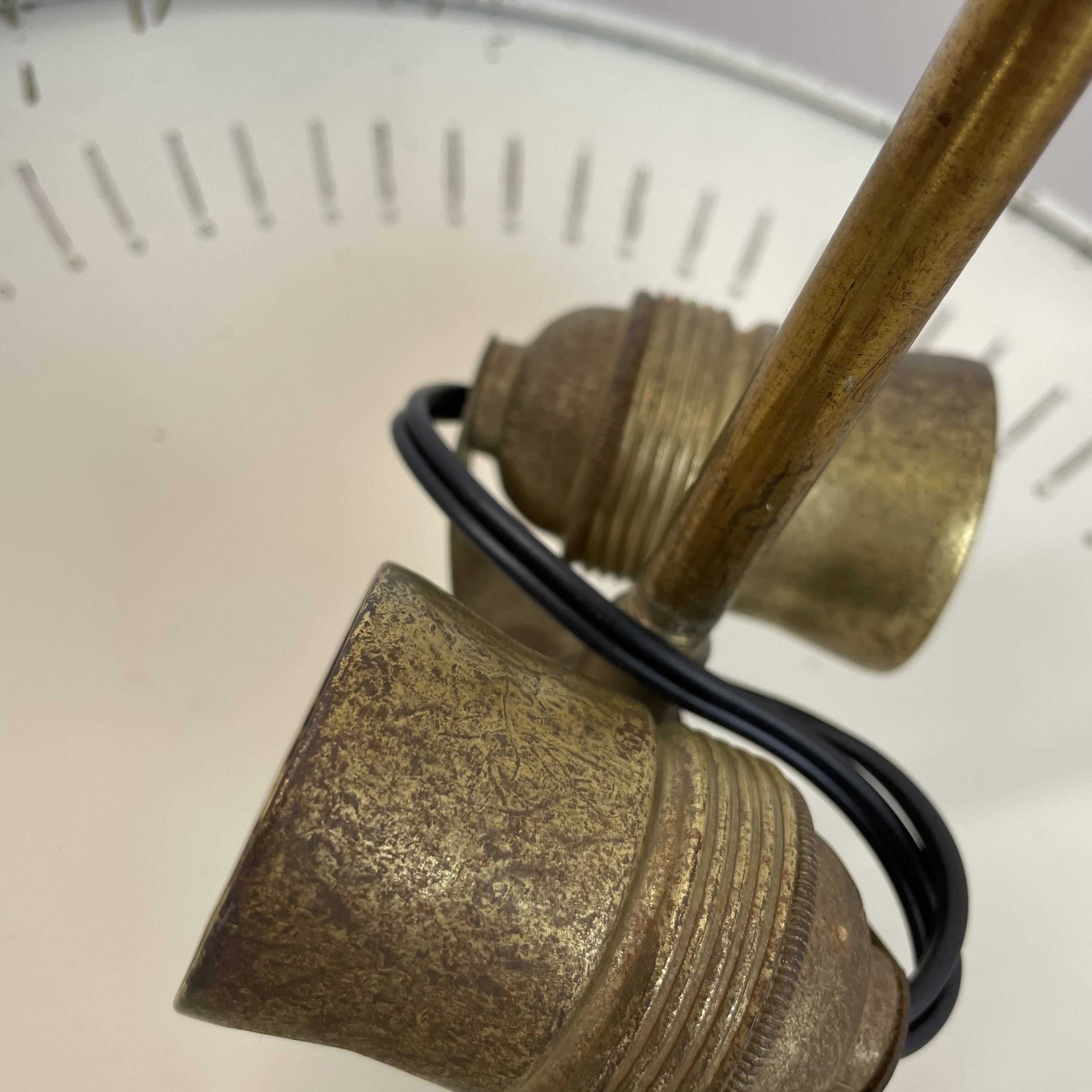 unique round  Brass Gino Sarfatti Style Ceiling Light Flushmount, Italy 1950s