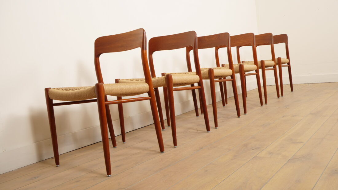 6 x vintage dining chairs | Niels Otto Møller | Model 75 | Teak
