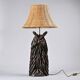 Owl table lamp in carved wood by BEAL, circa 1970.