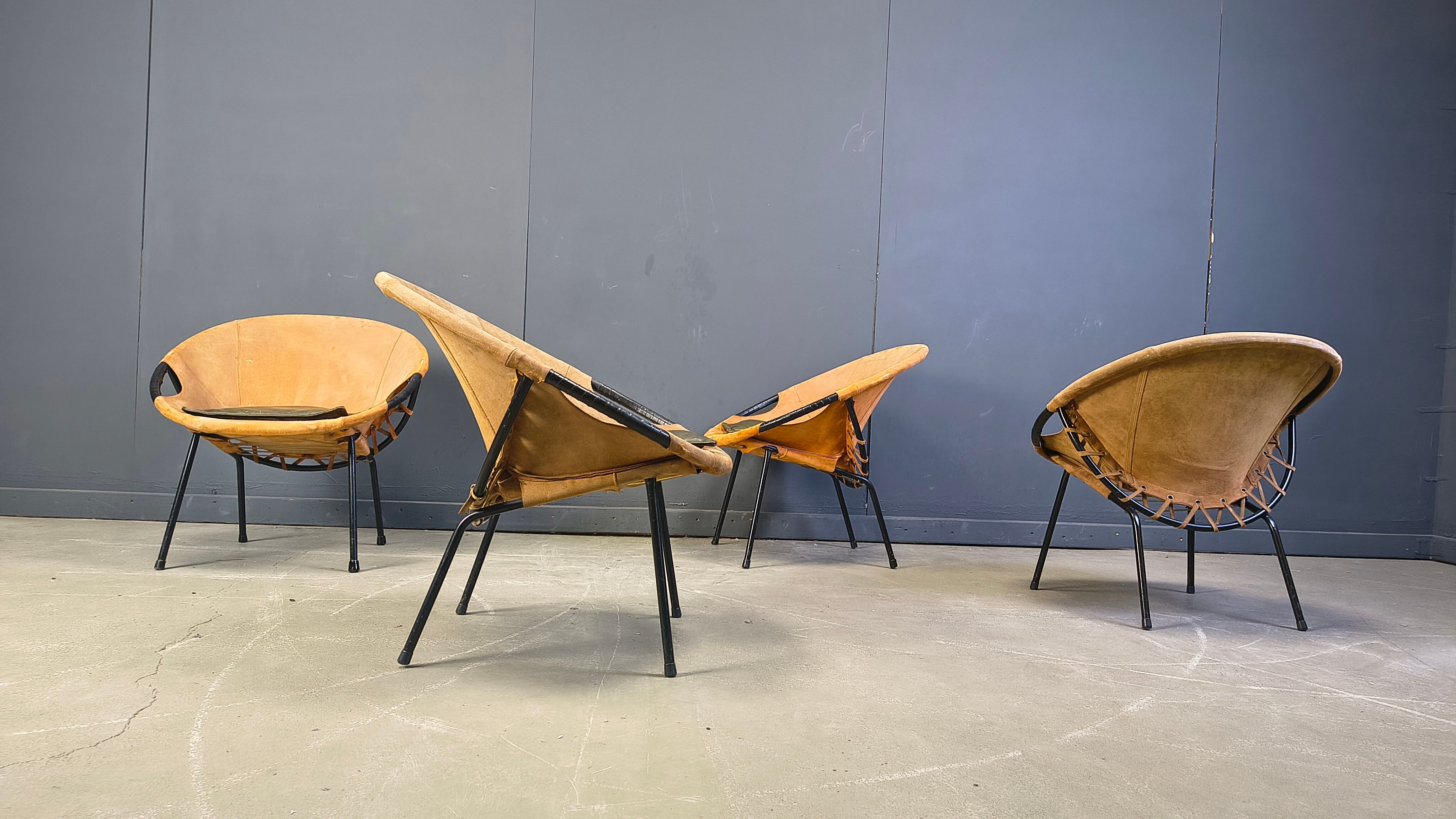 Vintage balloon chairs by Lusch & Co, 1960s - set of 4