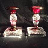 bougeoirs Westmorland vintage, bougeoirs, Ruby Red Flash. Artiste signé daté
