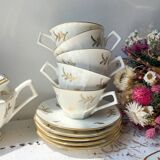 Vintage tea/coffee set in white porcelain with Limoges gold trim