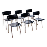 Ensemble de six rares chaises de théâtre Revolt empilables et pliables Friso Kramer