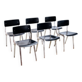 Set of six rare Friso Kramer stackable and foldable Revolt theatre chairs