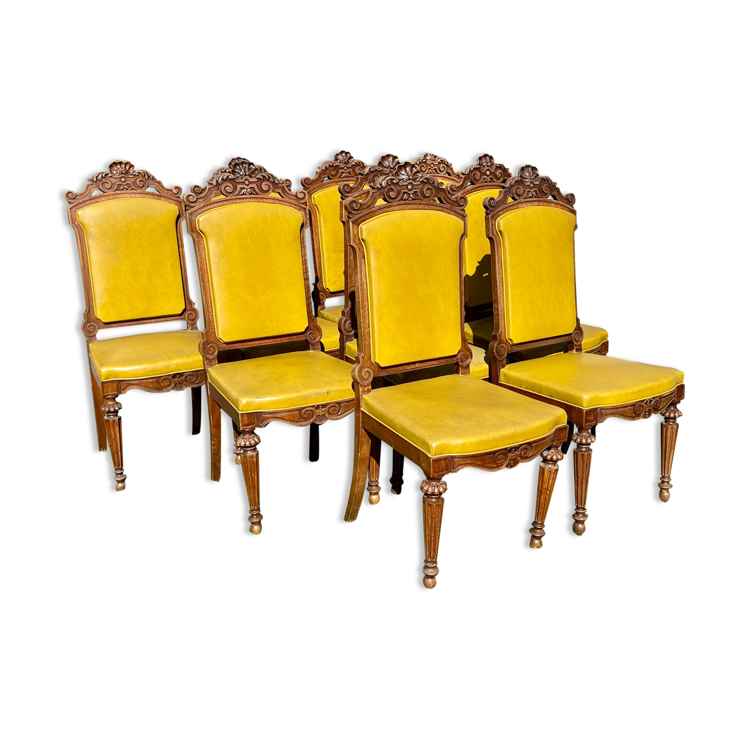 Suite 9 Walnut Chairs Napoleon III Era - XIXth