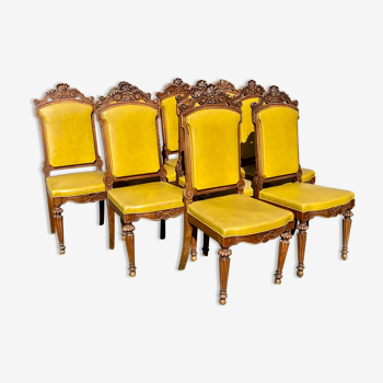 Suite de 9 chaises en noyer époque Napoléon lll XlXth