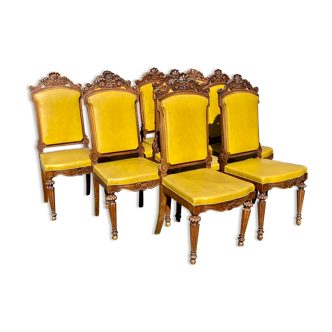 Suite de 9 chaises en noyer époque Napoléon lll XlXth