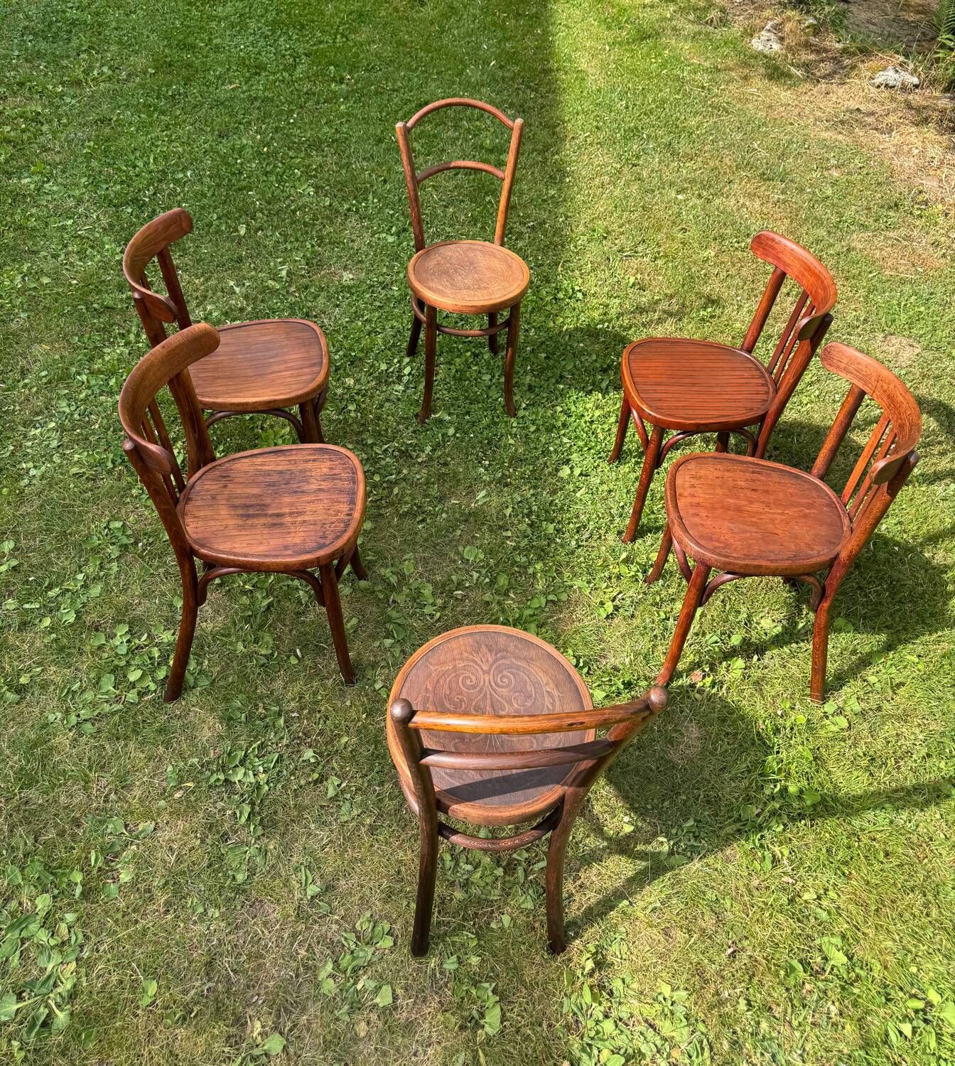 Set of 6 Thonet and Fishel bistro chairs, early 20th century