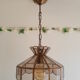 Brass suspension and smoked glass - vintage