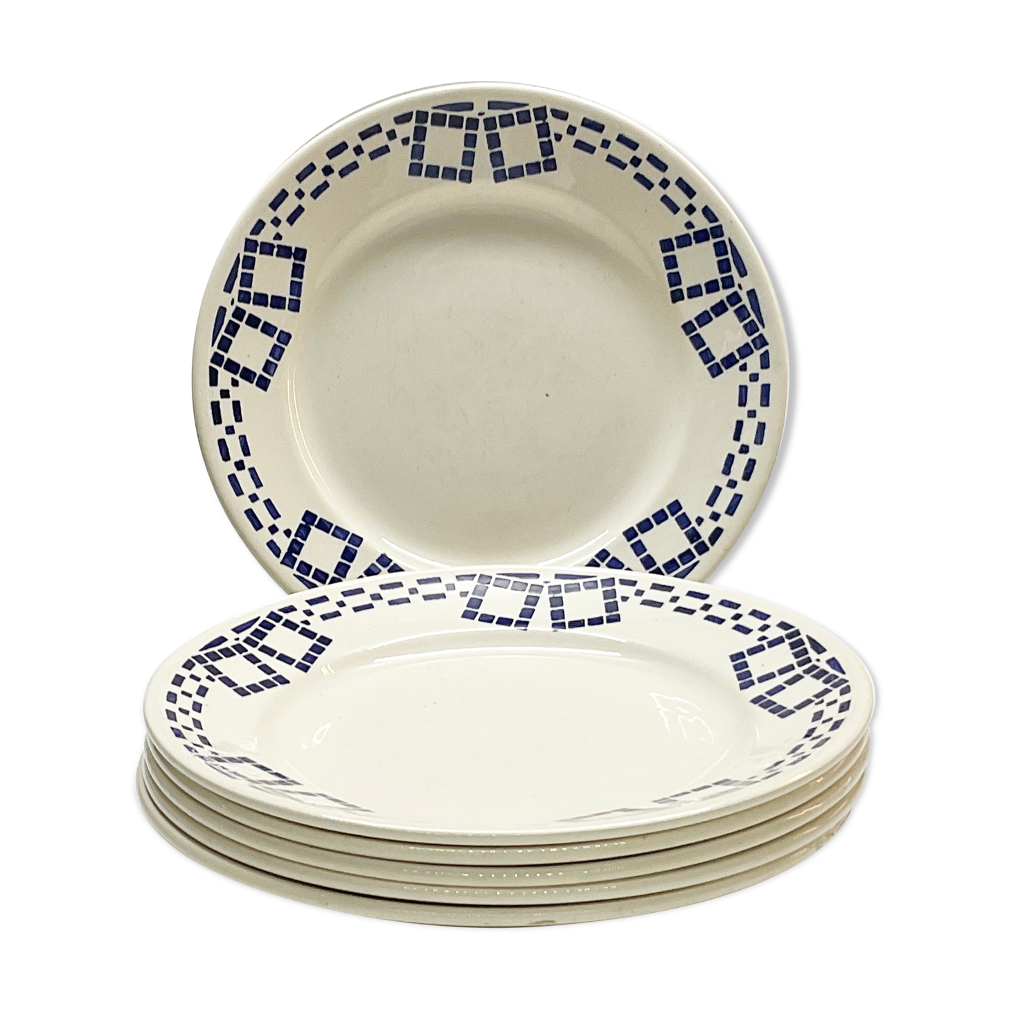 Set of 6 plates earthenware "P.B. Rochechouart -Limoges- Model Anna"