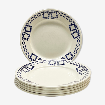 Set of 6 plates earthenware "P.B. Rochechouart -Limoges- Model Anna"