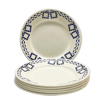 Lot de 6 assiettes plates faïence « P.B. Rochechouart -Limoges- Modèle Anna »