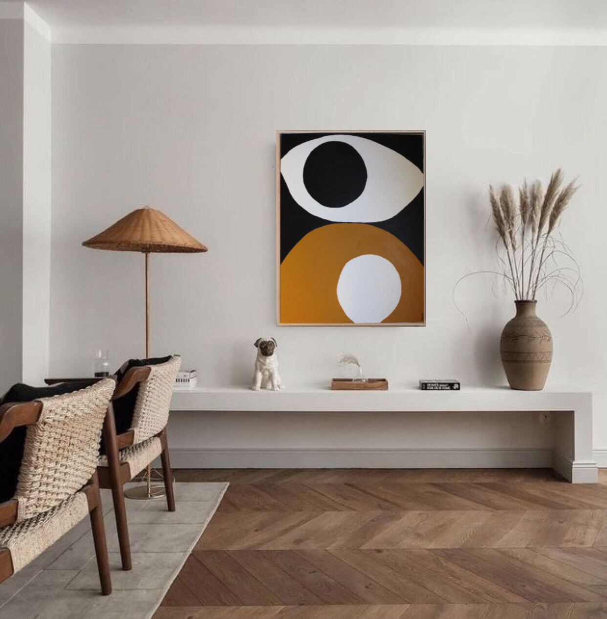 Abstract ochre canvas