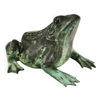 Rzeźba- figurka żaby, wykonana z bronzu, Dania lata 60.