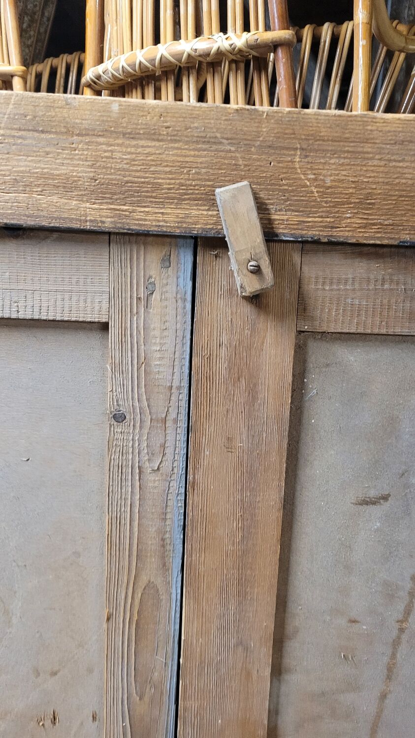 Double cupboard door front in old painted fir