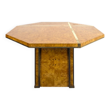 Burr walnut table by Jean Claude Mahey