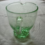 Pitcher jug vintage green color molded glass of water