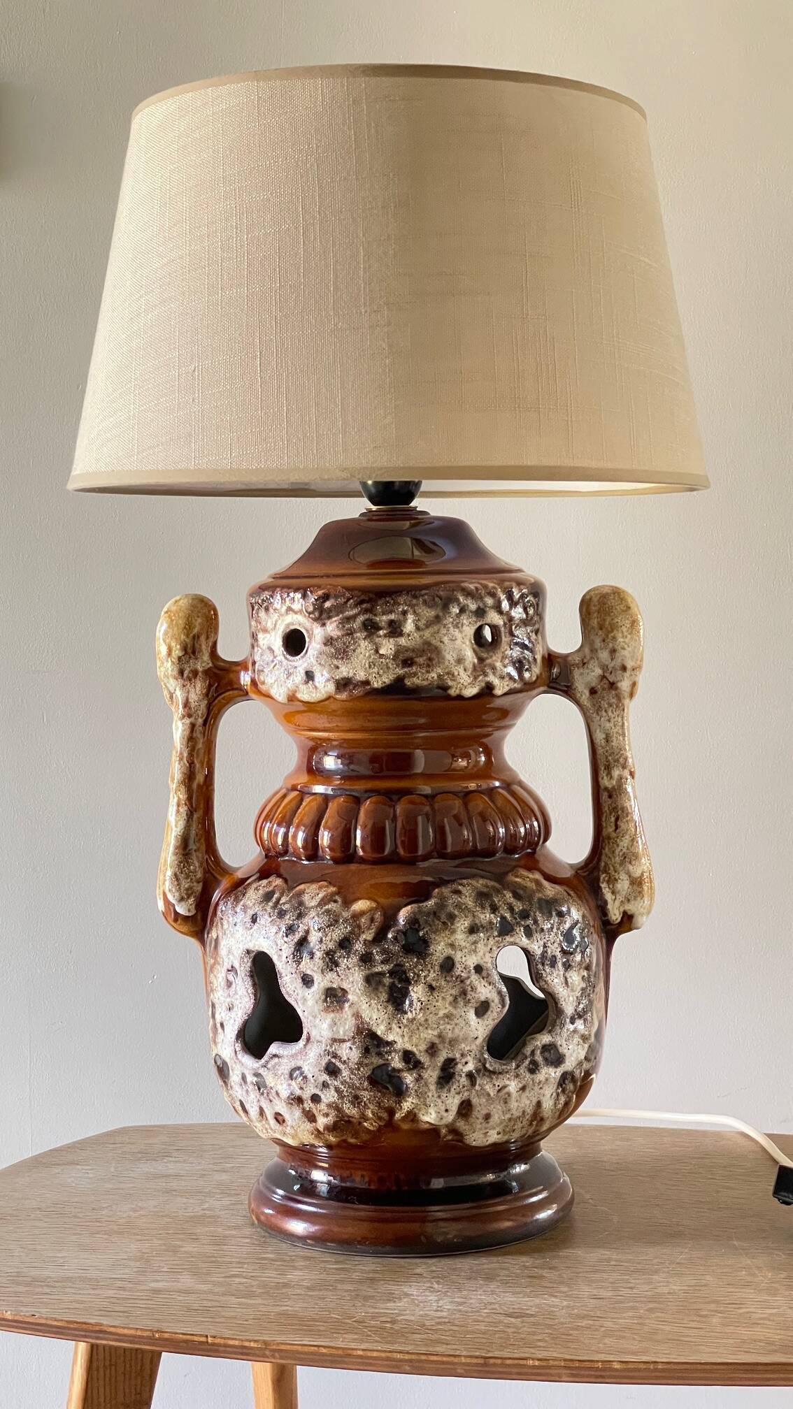 Lamp ceramic fat lava double lighting 70s