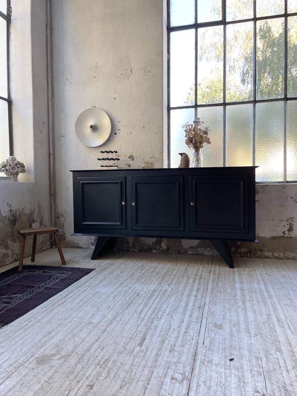 60s brutalist black sideboard