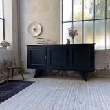Brutalist black sideboard from the 60s