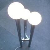 Vintage German floor lamp from the space age of the 1970s in glass and metal.