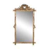 19th C Antique Faux Bois Bird's Nest Mirror
