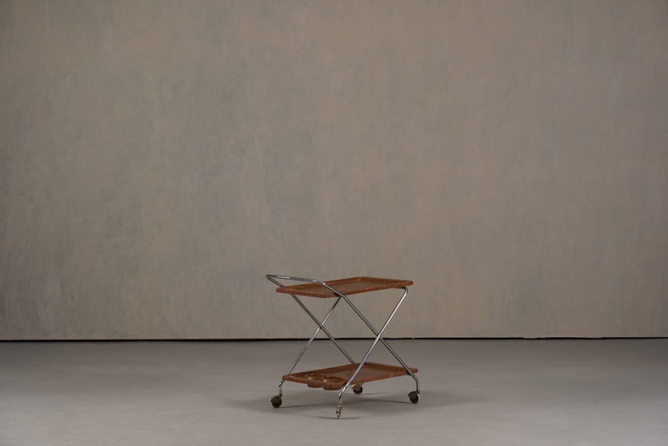 Chariot de bar vintage en aluminium et plastique, Italie années 1970