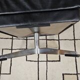 Black leather ottoman 1970 vintage